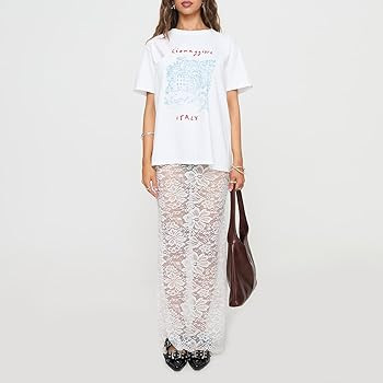 Women Fairy Lace Maxi Skirt Y2K Sheer Mesh Low Waist Long Skirt Skirt Y2K Seethrough Half Slip Sk... | Amazon (CA)