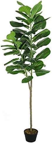 VIAGDO Artificial Fiddle Leaf Fig Tree 6ft Tall Fake Ficus Lyrata Plant in Pot 49 Leaves Artifici... | Amazon (US)