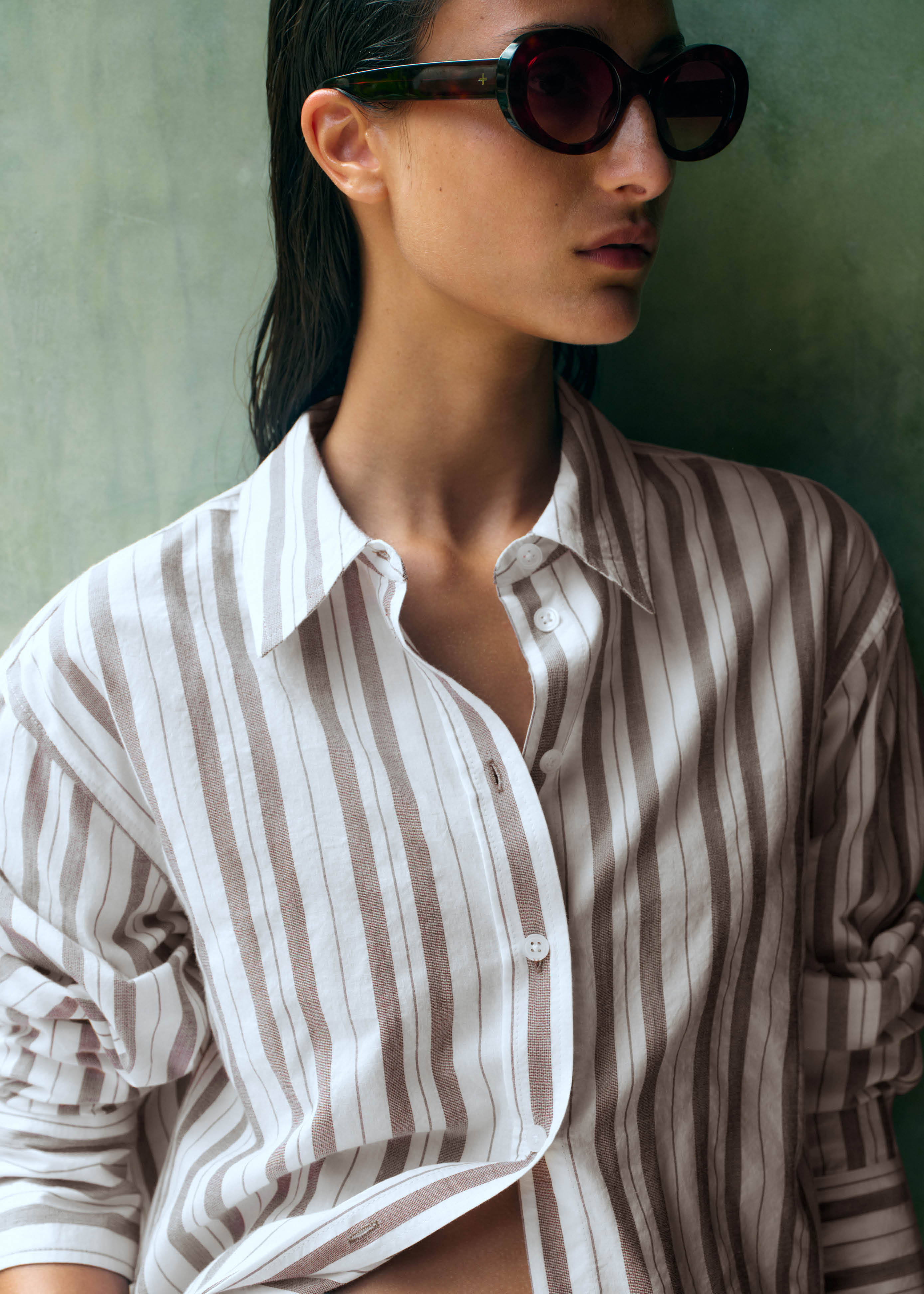 Women's White Summer Stripe Beach Shirt | ME+EM | ME+EM US