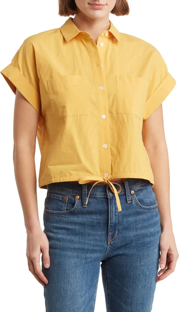 Drawstring Button-Up Signature Poplin Shirt | Nordstrom Rack
