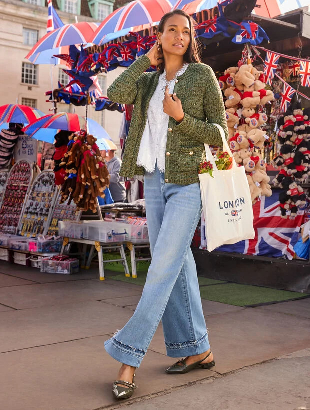 Tuck Stitch Crewneck Cardigan | Talbots