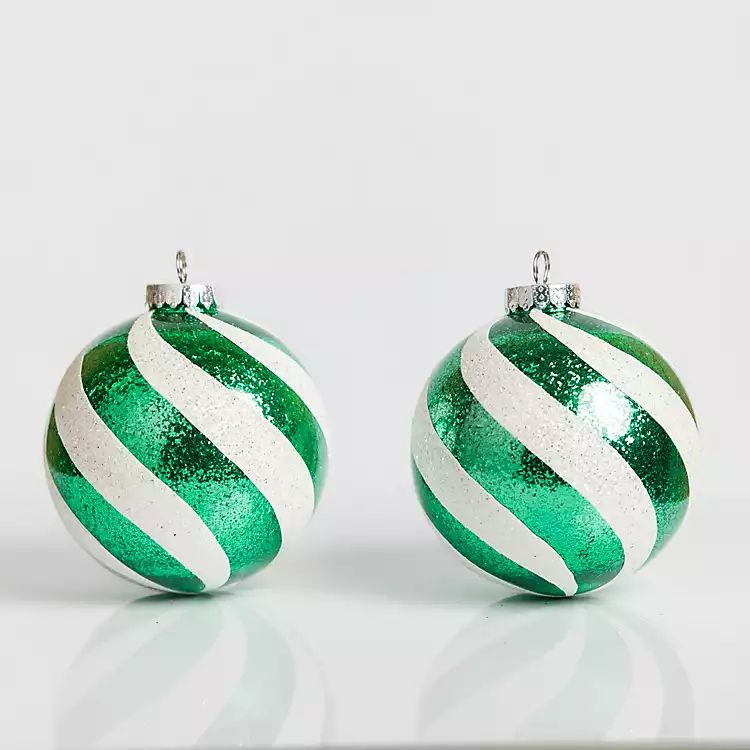 Green Swirl 6 in. Tree Ornaments, Set of 2 | Kirkland's Home