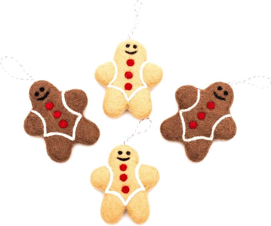 GLACIART ONE Wool Felt Christmas Gingerbread Set of 4 | For Christmas Tree Decoration, Hanging Ch... | Amazon (US)
