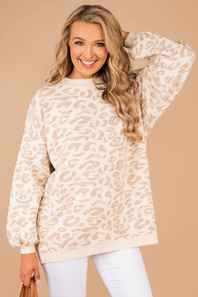 Tell You The Truth Natural White Leopard Sweater | The Mint Julep Boutique