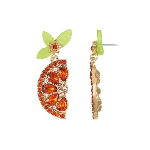 Packed Party Women's Goldtone and Crystal Grapefruit Fizz Earrings | Walmart (US)