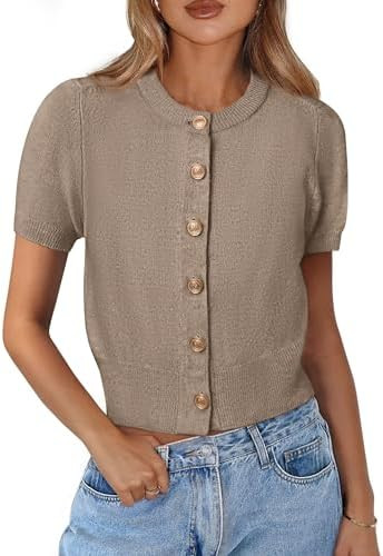 PRETTYGARDEN Womens Casual Summer Short Sleeve Cardigans 2026 Button Down Knitted Sweater Basic C... | Amazon (US)