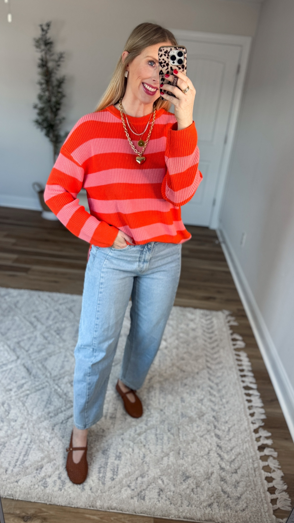 Daily try on, Walmart outfit, Walmart fashion, Walmart try on, pink and orange striped sweater 

Small 

#LTKootd #LTKmomlife