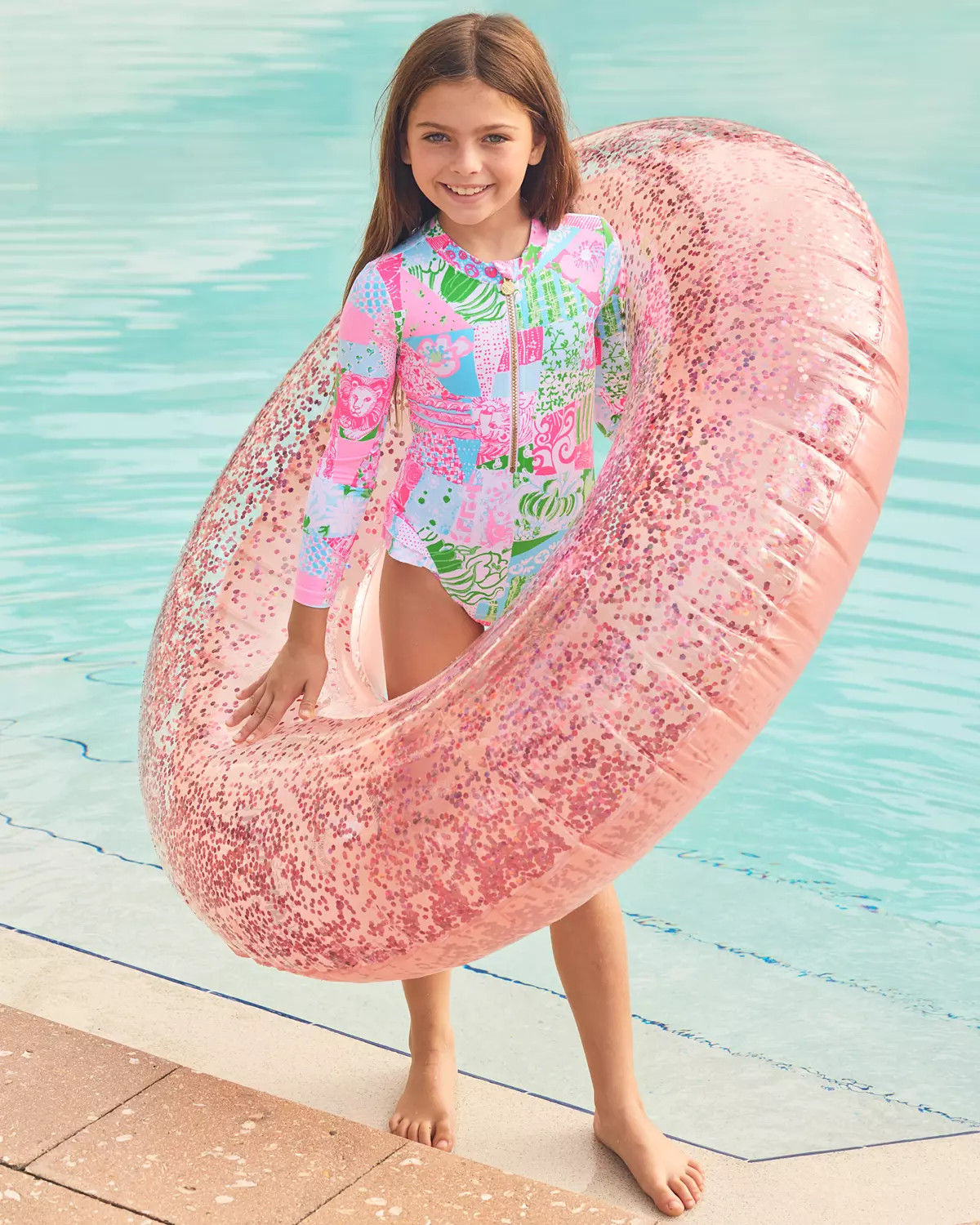 UPF 50+ Girls Denning Rashguard Swimsuit | Lilly Pulitzer