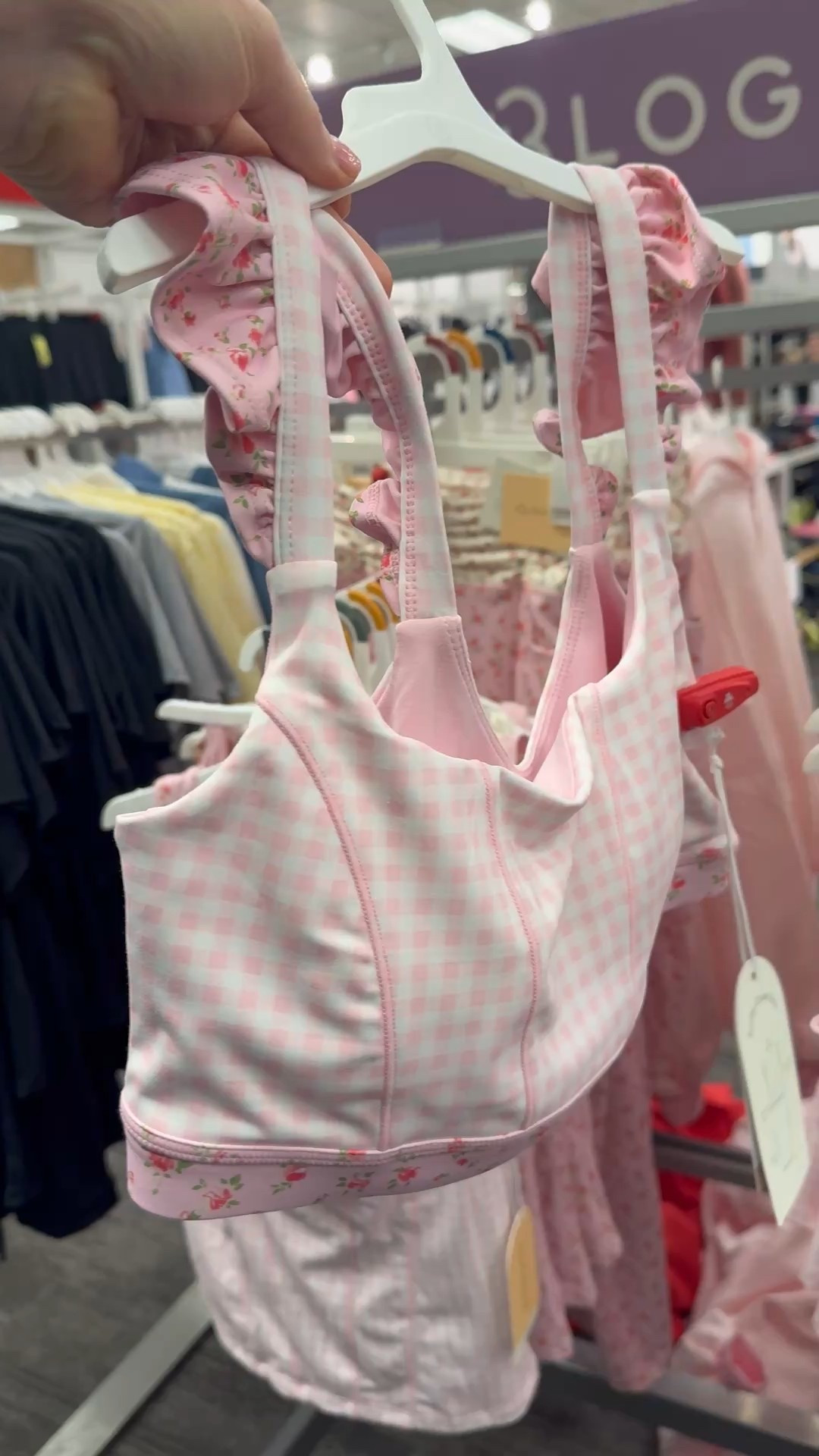 Pink gingham sports bra with ruffle straps 

#LTKFindsUnder50 #LTKfitnessgoals #LTKActive