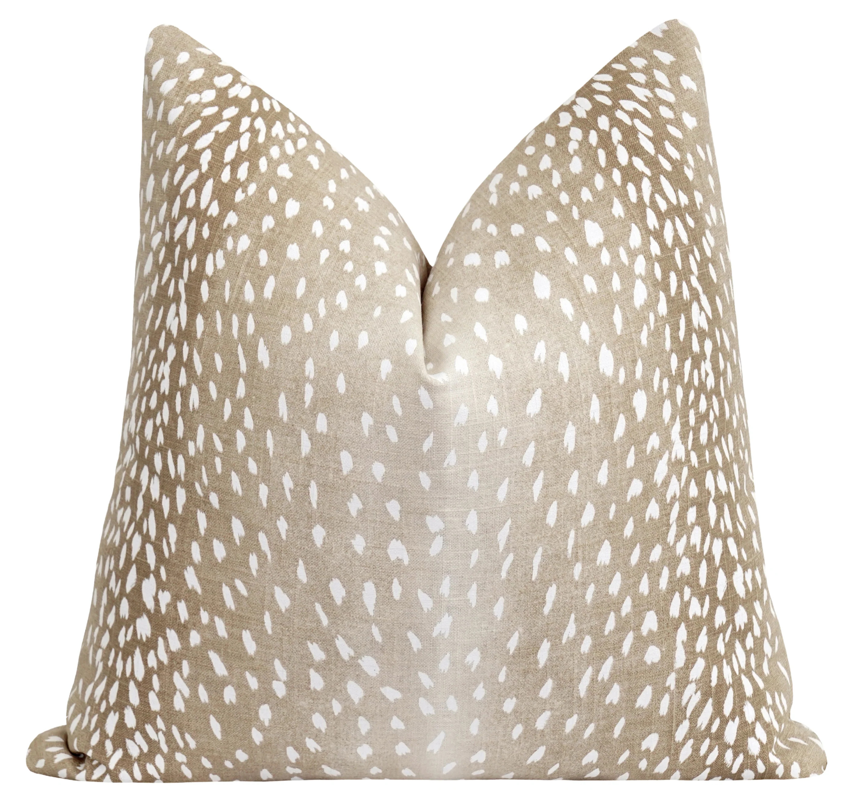 Antelope Fawn Pillow Cover | Neutral Animal Print Linen Accent Pillow | Land of Pillows