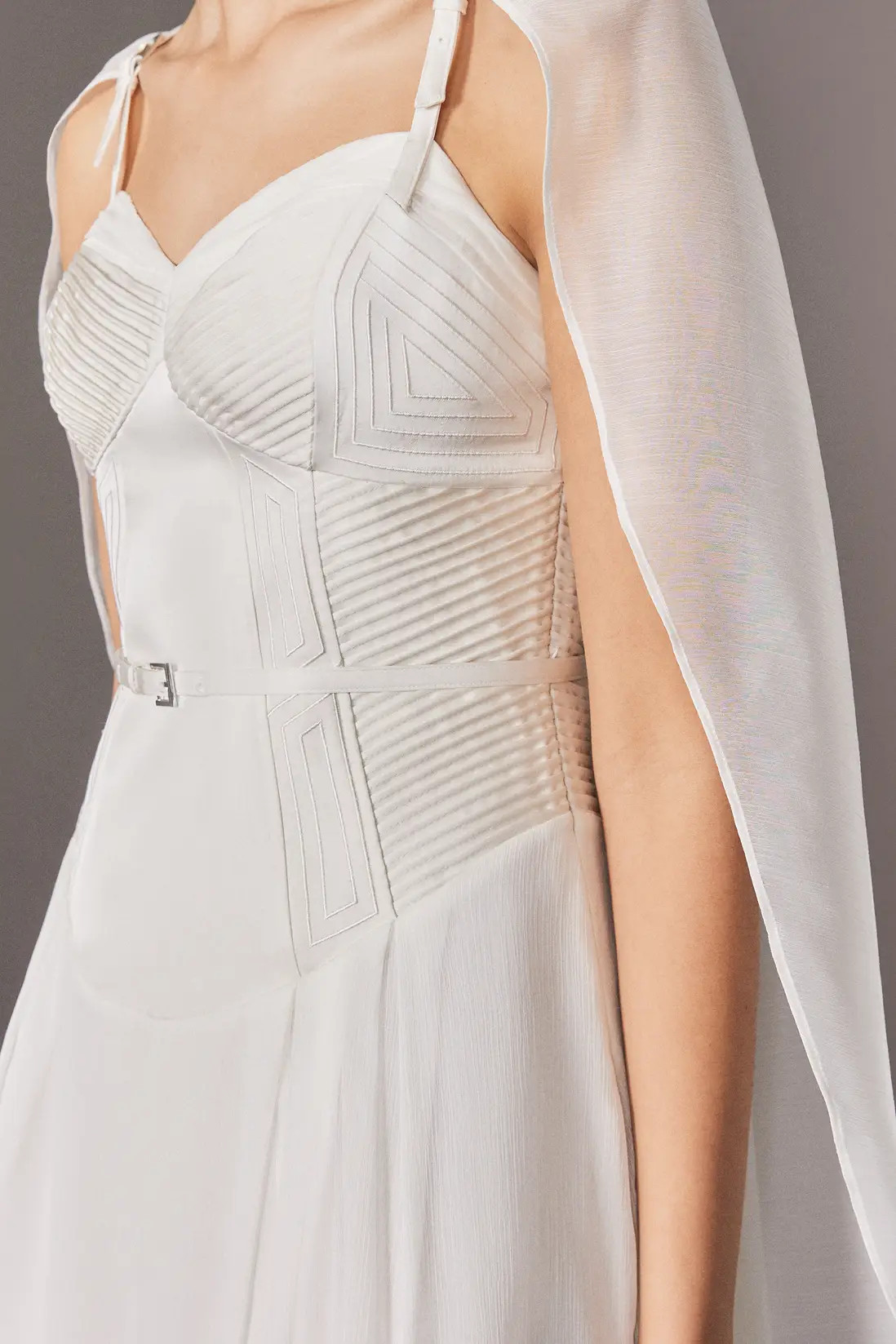 Archive Collection - Corset Detail Georgette Cape Woven Maxi Dress | Karen Millen