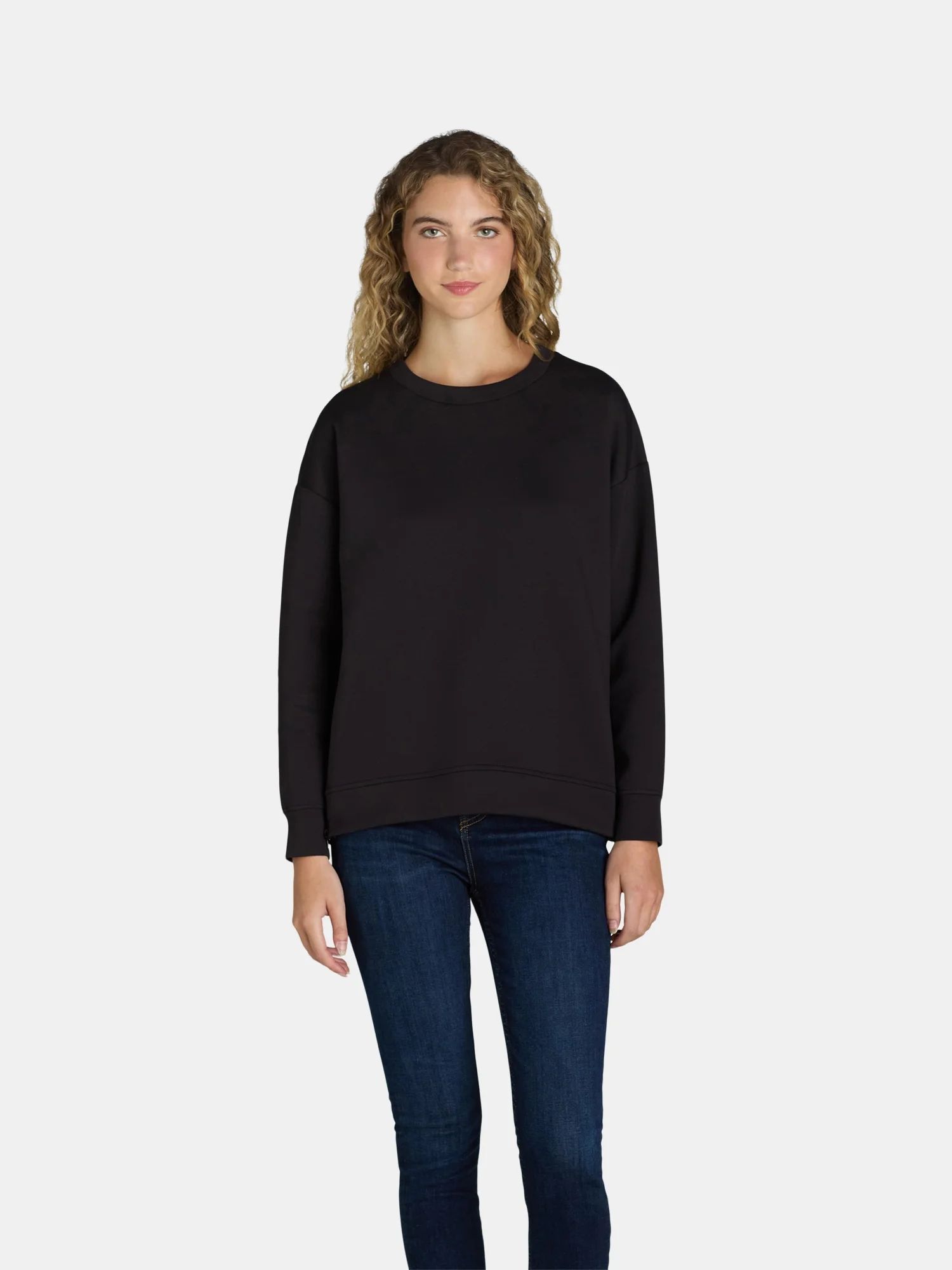 Avia Women's Scuba Knit Crewneck Top with Long Sleeves, Sizes XS-XXXL | Walmart (US)