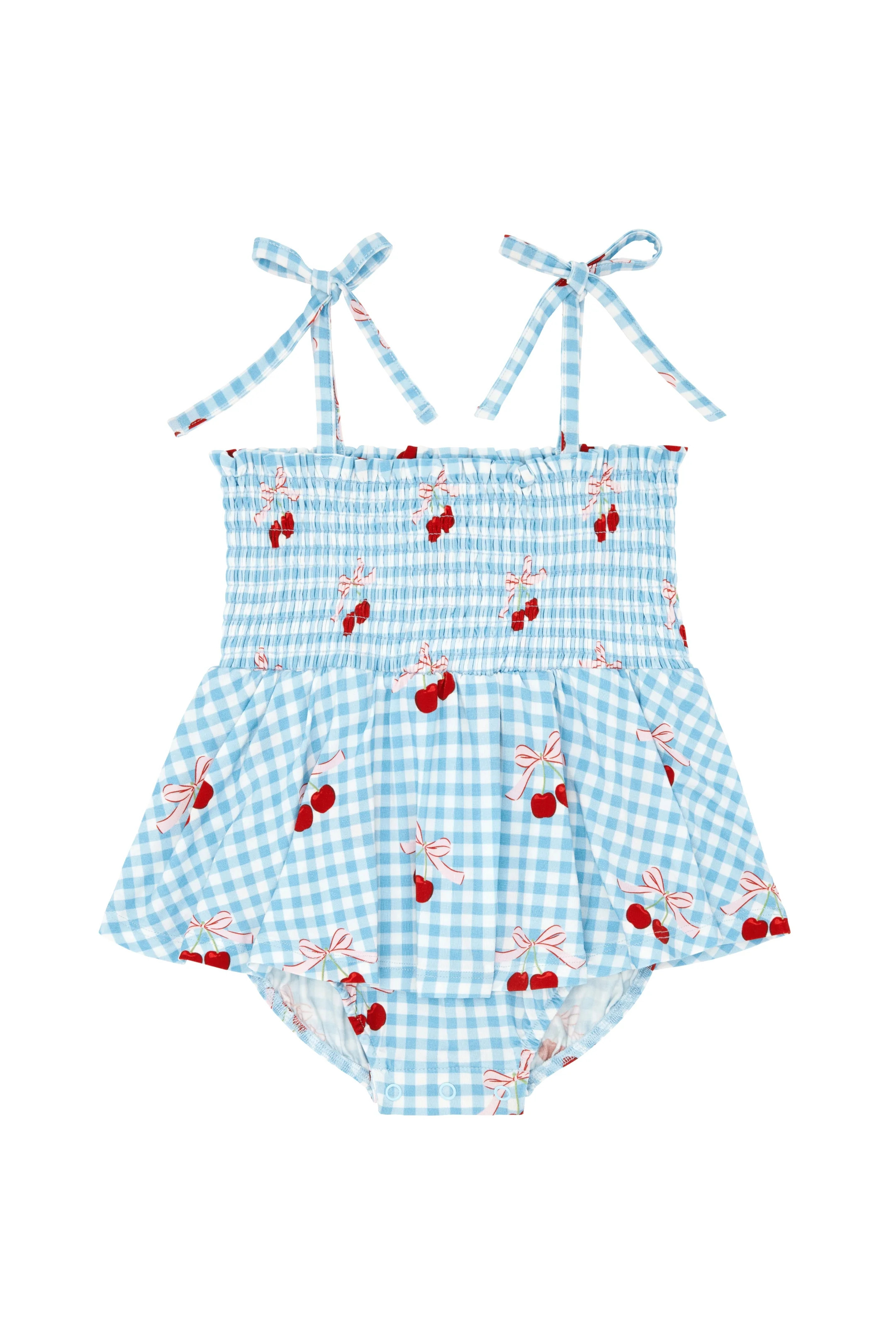 Little Cherry Bamboo Smocked Twirl Romper | 4th of July Baby Outfit | In My Jammers | In My Jammers