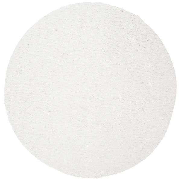 SAFAVIEH August Shag Solid 1.2-inch Thick Area Rug - 8'6" x 8'6" Round - White | Bed Bath & Beyond