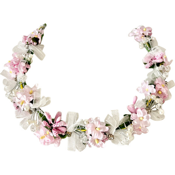 Flower & Pearl Hair Wreath, Pink | Maisonette