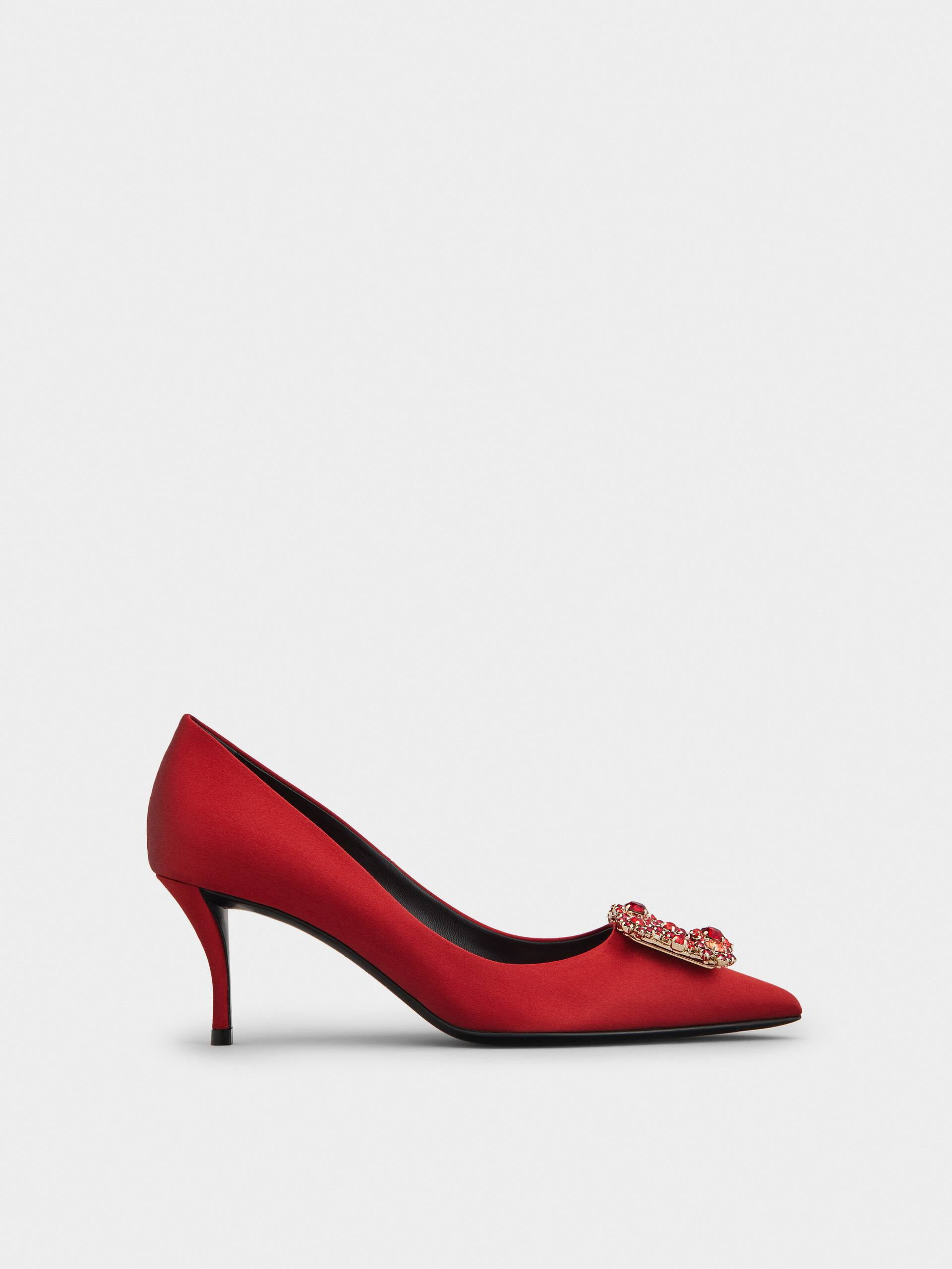 Escarpins Boucle Flower Strass en Satin | Roger Vivier FR