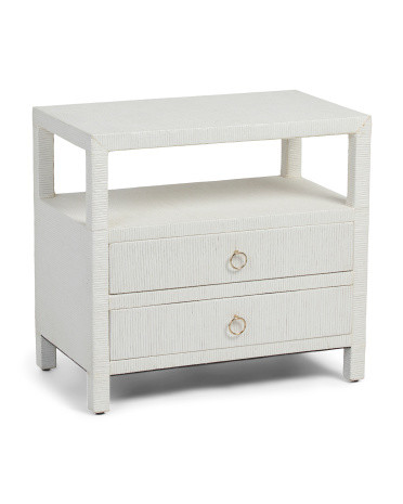 26in 2 Drawer Raffia Side Table | TJ Maxx