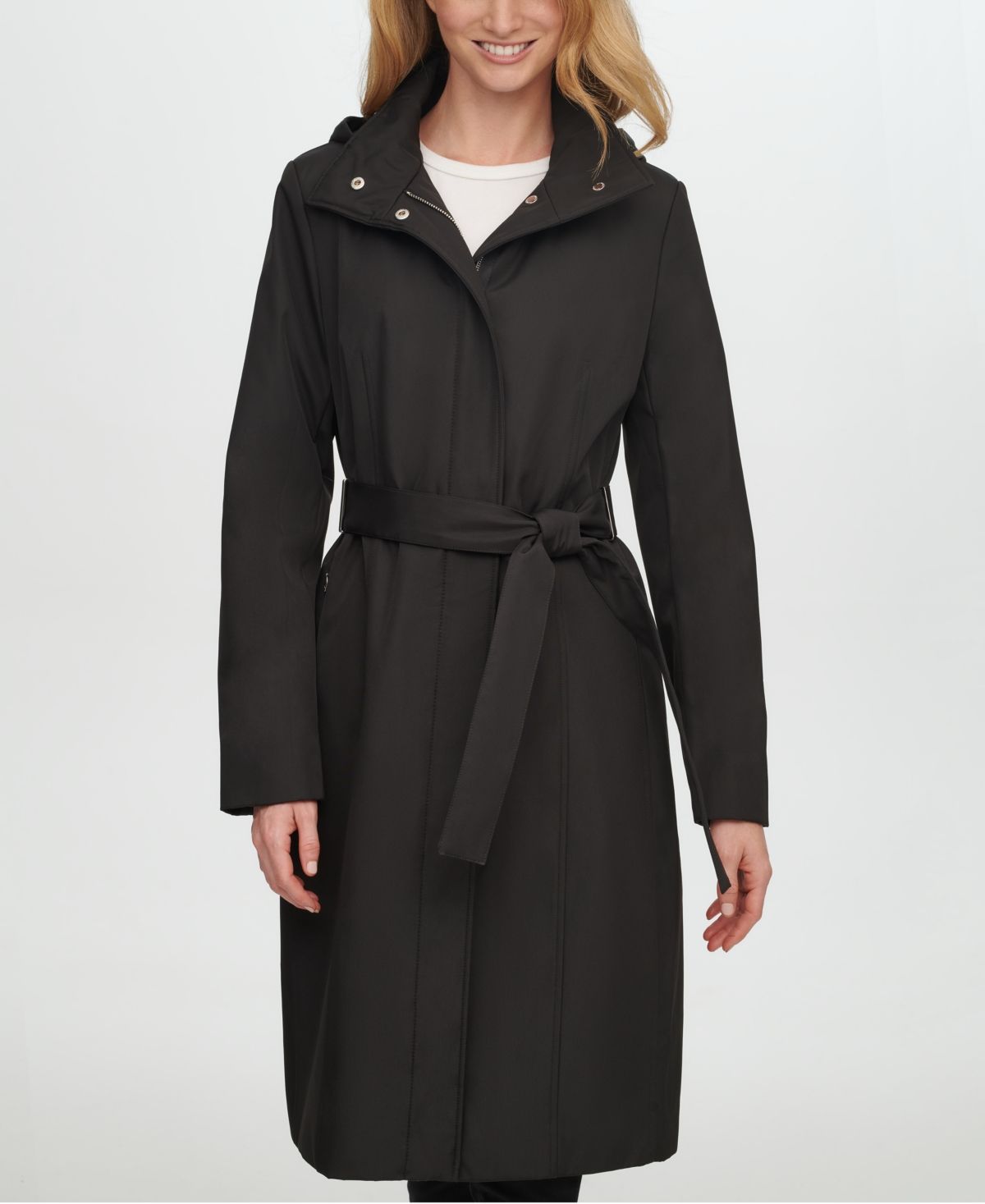 Calvin Klein Petite Hooded Belted Trench Coat | Macys (US)