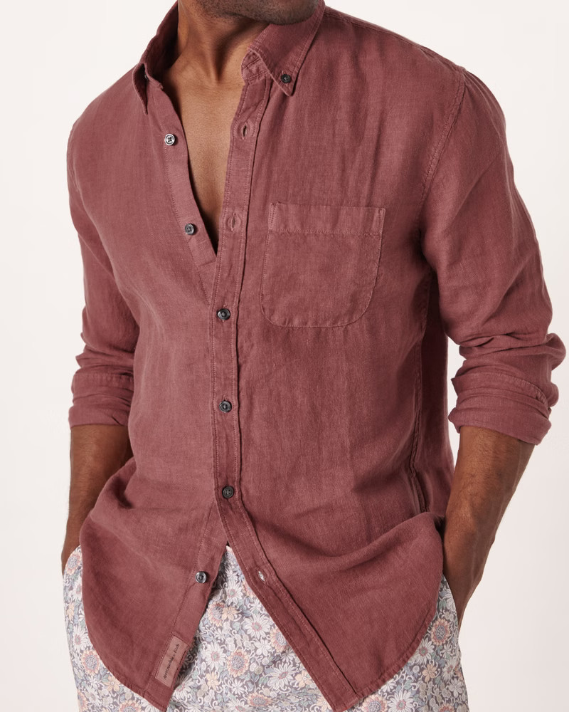 Linen Button-Up Shirt | Abercrombie & Fitch (US)
