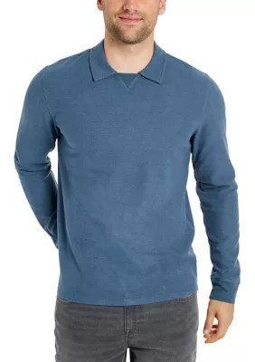 Kenneth Cole Men's Long Sleeve Comfort Knit Polo Shirt, Blue, Small | Belk