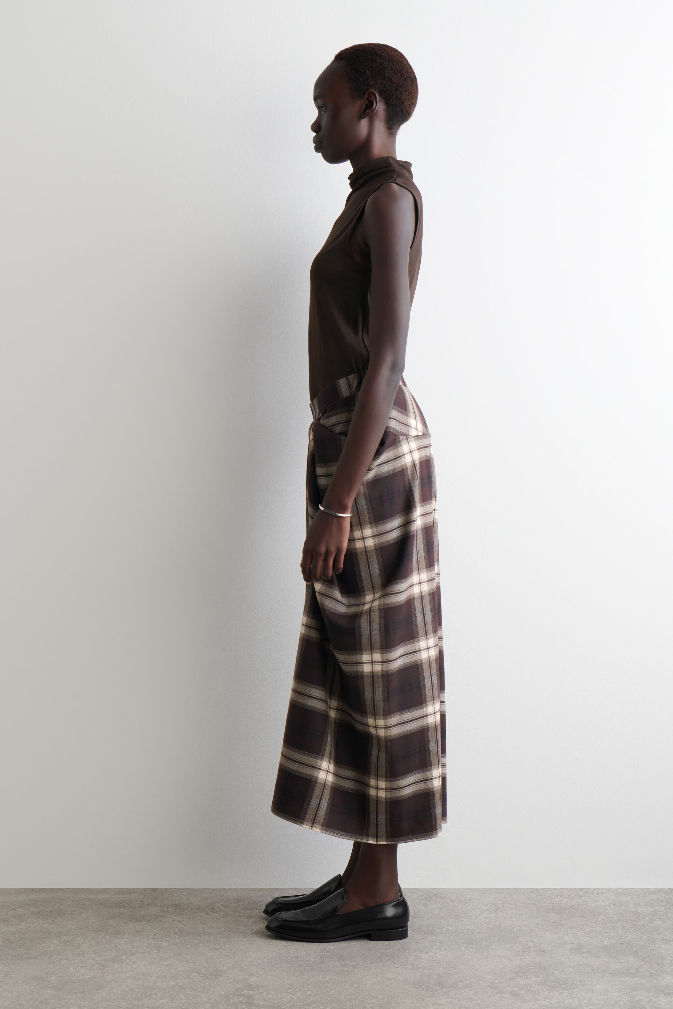 DRAPED CHECKED MIDI SKIRT - BURGUNDY / CHECKED | COS US | COS (EU)