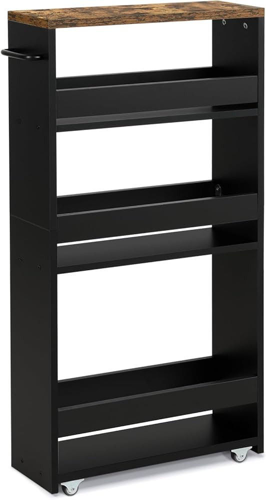 Amazon.com: TEAMIX 4 Tier White Slim Storage Cart with Handle, Slide Out Storage Rolling Utility ... | Amazon (US)