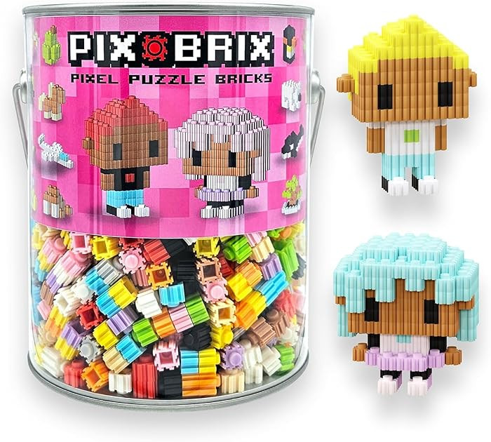 Pix Brix Pixel Art Kit Puzzle Bucket, 1,500-Piece Kit, 11-Color Light Palette | Amazon (US)