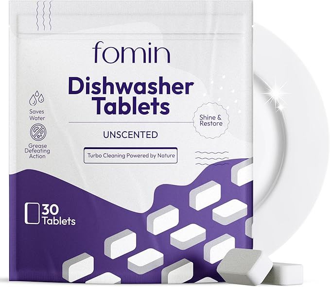 Fomin Dishwasher Detergent Tablets- 30 Count - Deep Cleaning & Deodorizer Tablets, Plastic-Free, ... | Amazon (US)