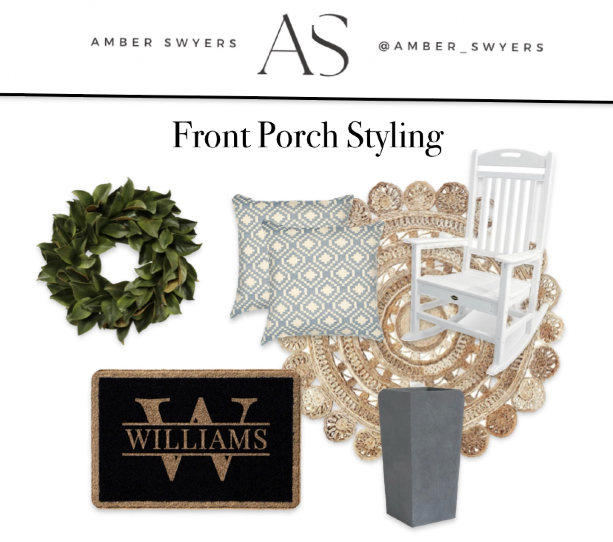 Front porch styling | Outdoor furniture | Outdoor rug | Spring door wreath | Personalized door mat | Planters | Outdoor pillows

#LTKsalealert #LTKSeasonal #LTKhome