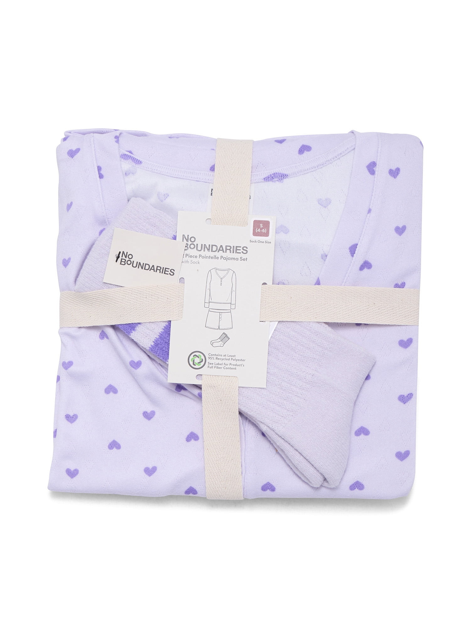 No Boundaries Giftable Long Sleeve Henley Sleep Top and Shorts Set with Socks, 3-Piece, Women’s | Walmart (US)