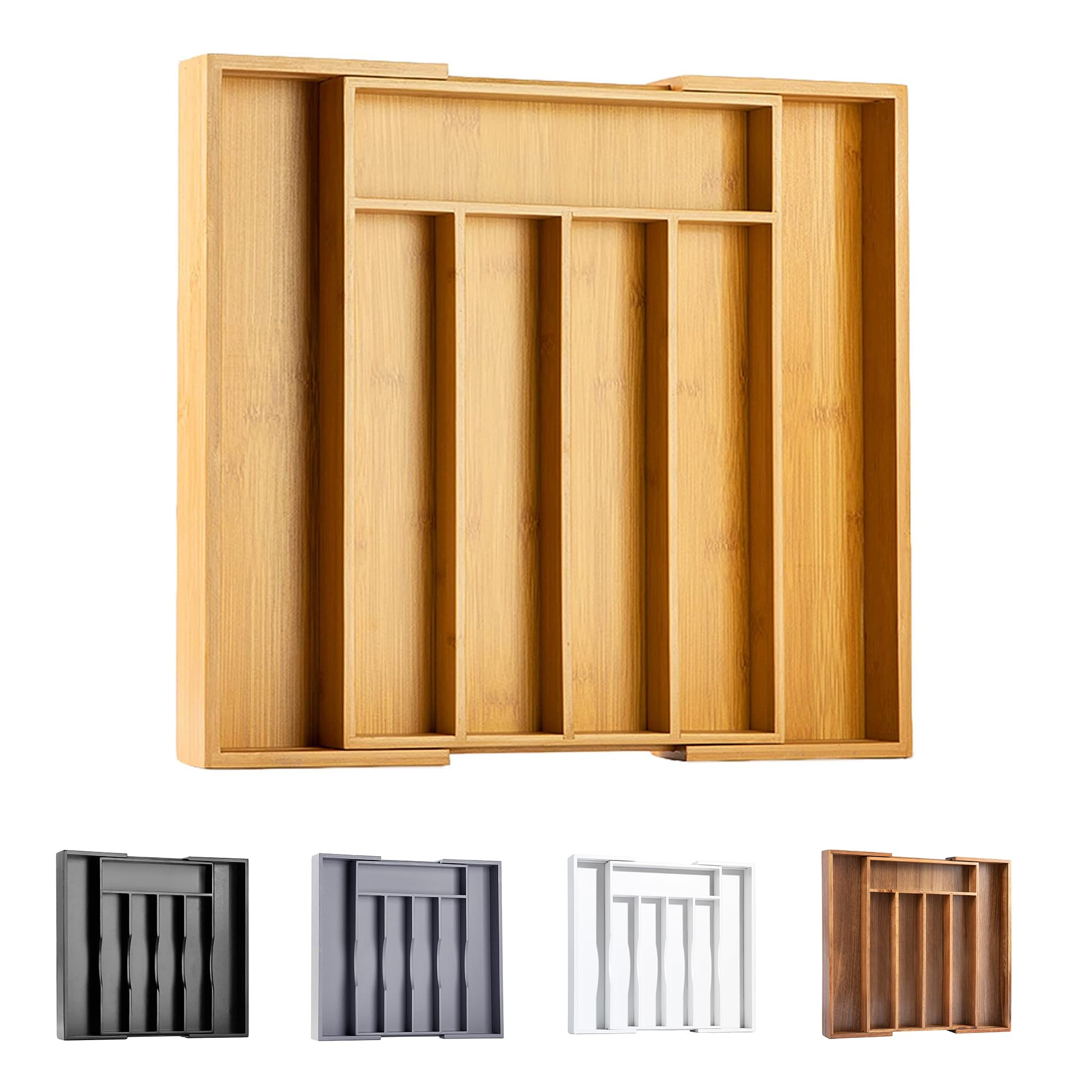 Bellsal Silverware Organizer Kitchen Drawer Organizer Expandable Bamboo Utensil Holder Cutlery Tr... | Amazon (US)