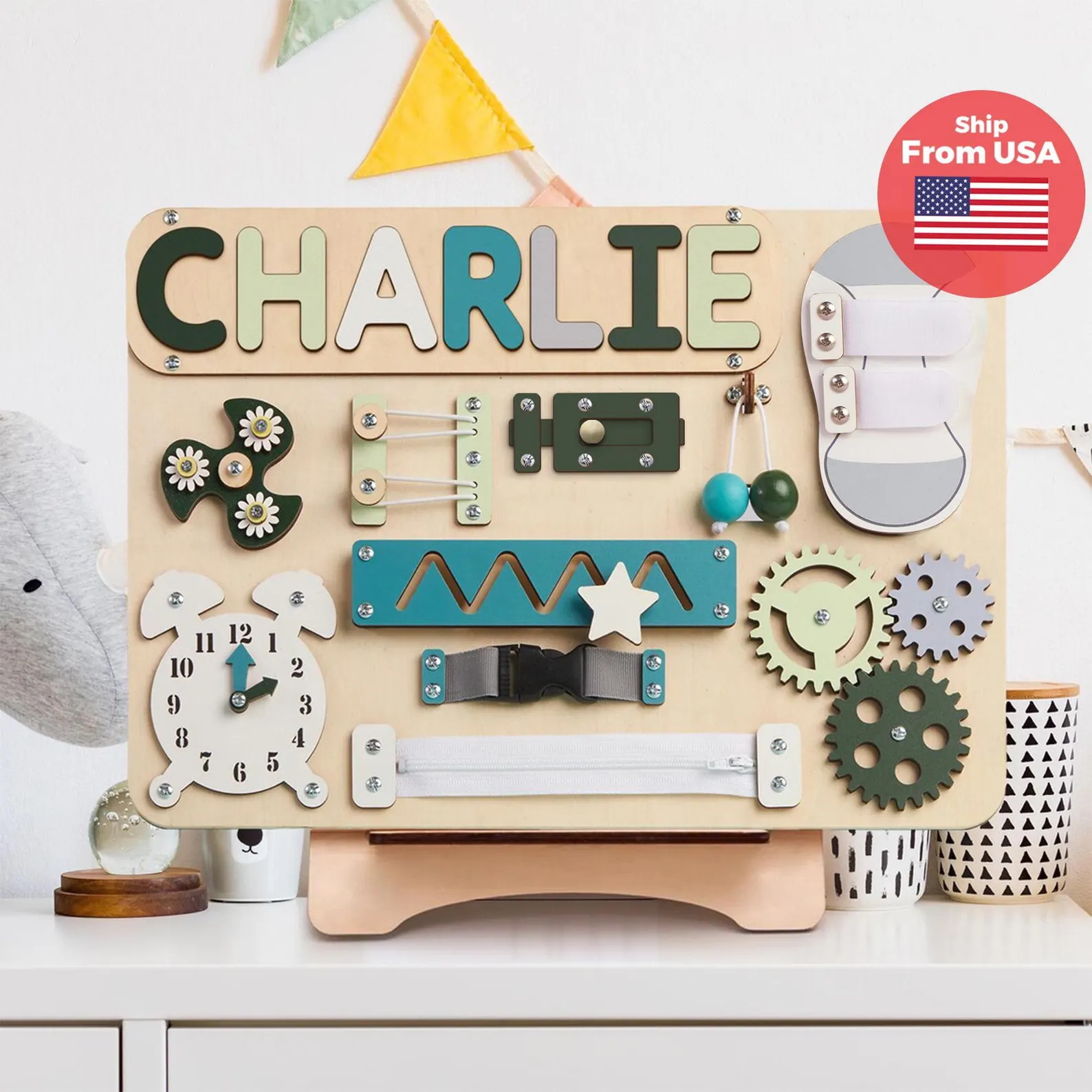 Montessori Toys, Personalized Baby Busy Board, Custom Name Puzzle, Gift for Boy or Girl, First Bi... | Etsy (US)