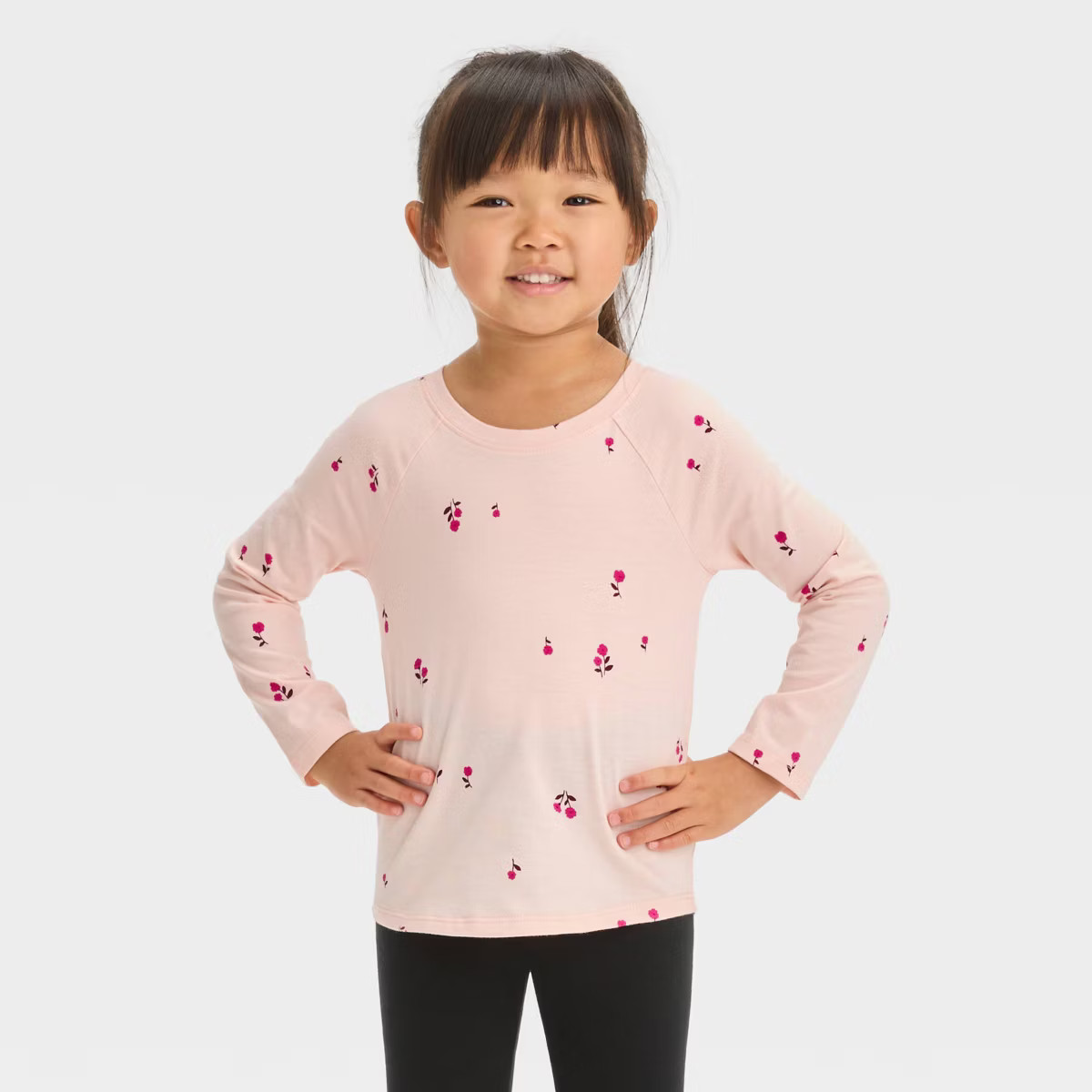 Toddler Girls' Floral Long Sleeve T-Shirt - Cat & Jack™ Pink | Target