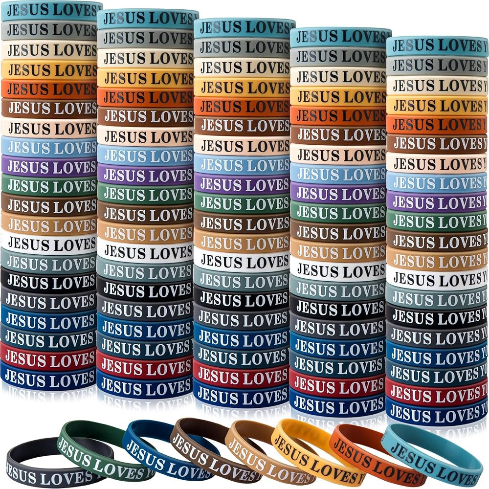 100 Pcs Jesus Loves You Silicone Bracelets Christian Scripture | Amazon (US)