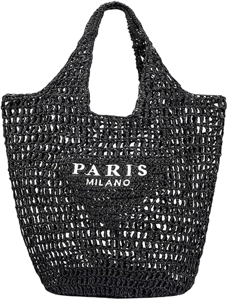 Straw Mesh Tote Bag for Women 2023 New Mesh Hollow Woven Beach Bag Large Travel Shoulder Handbags... | Amazon (US)