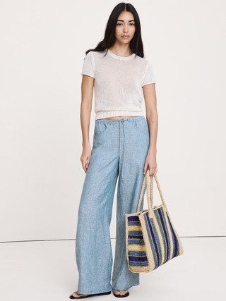 The Studio Wide-Leg Drawstring Pant in Linen | Banana Republic (US)