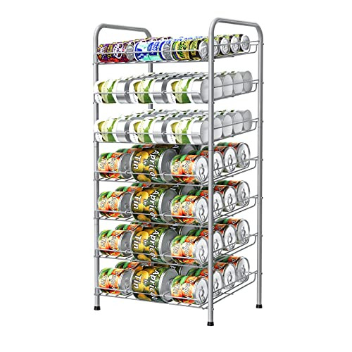 Vrisa Can Organizer for Pantry 7-tier Can Organizer Can Good Organizer for Pantry Shelf Holds up to 84 Cans Can Rack Dispenser for Pantry, Kitchen, Cabinet Silver | Amazon (US)