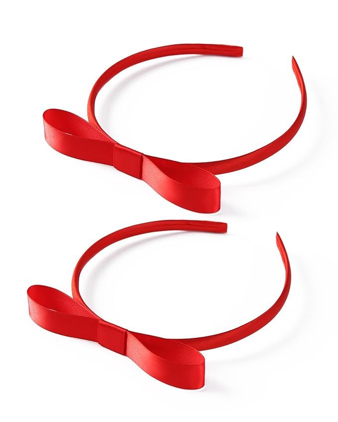 Nuolich 2PCS Red Bow Headbands for Girls Women Cute Hair Bow Knotted Hair Hoop World Book Day Par... | Amazon (US)