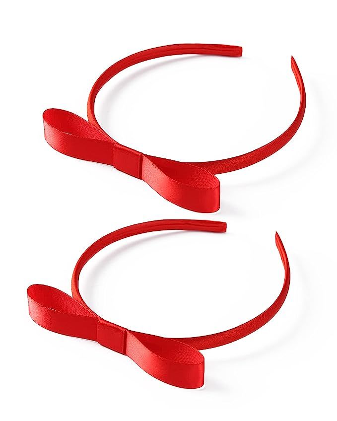 Nuolich 2PCS Red Bow Headbands for Girls Women Cute Hair Bow Knotted Hair Hoop World Book Day Par... | Amazon (US)