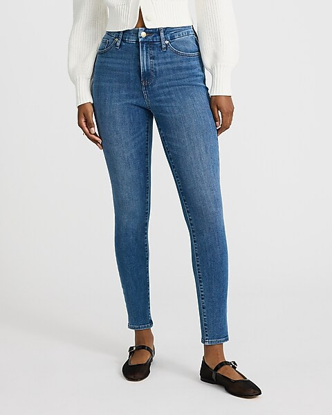High Waisted Medium Wash FlexX Skinny Jeans | Express