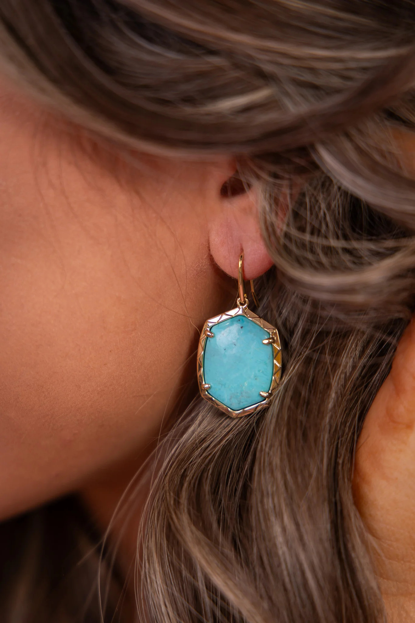 Daphne Drop Earrings - Gold Variegated Turquoise Magnesite | Kendra Scott | The Willow Tree