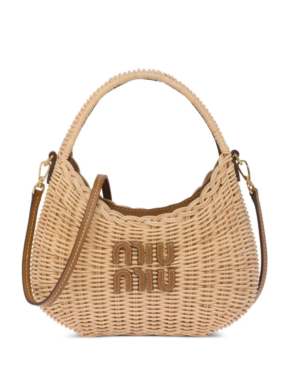 Miu Miu Mini Wander Wicker Shoulder Bag - Farfetch | Farfetch Global