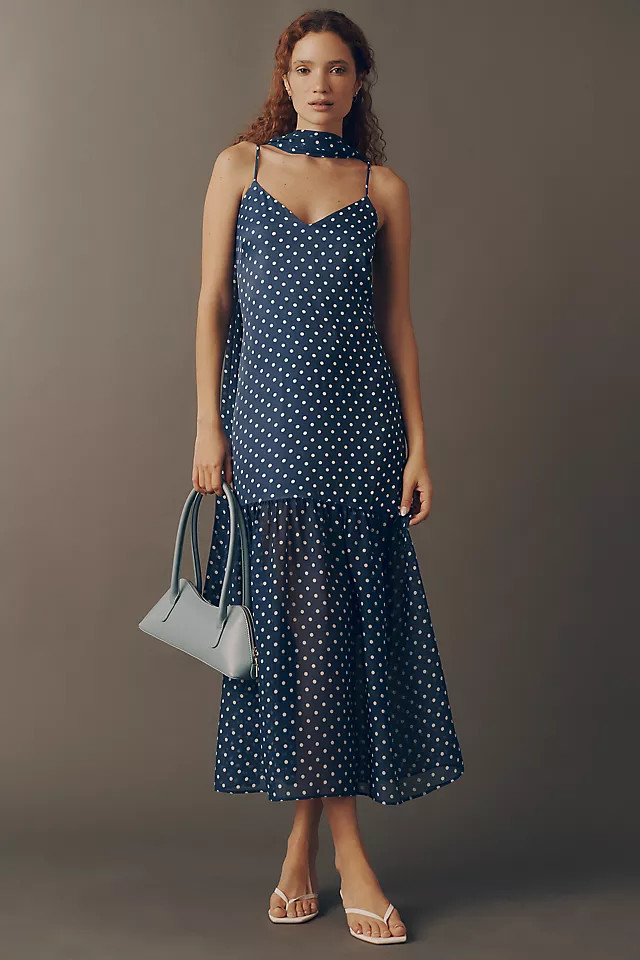 Sleeveless V-Neck Tiered Scarf Midi Dress | Anthropologie (US)
