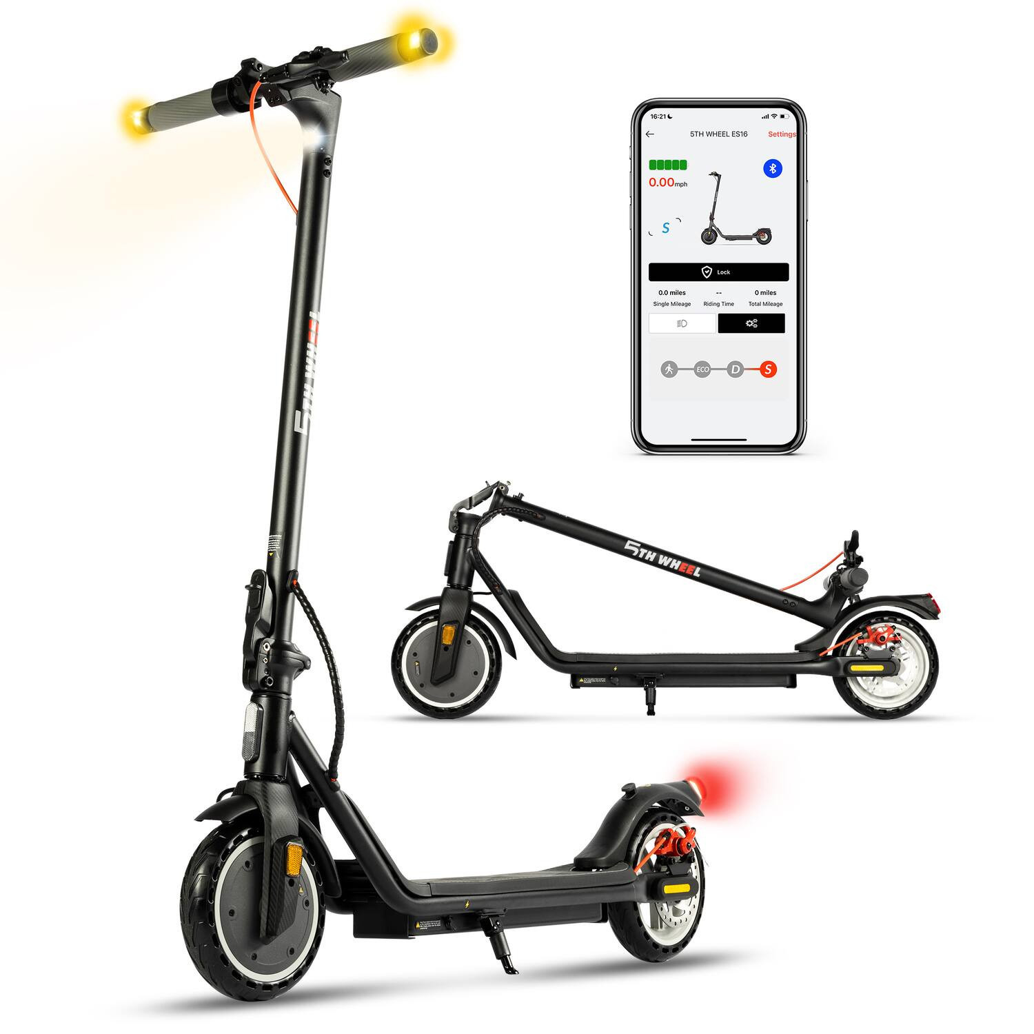 5th Wheel - V10MAX Foldable Electric Scooter w/ 12 mi Max Range and 18 mph Max Speed - Black | Best Buy U.S.