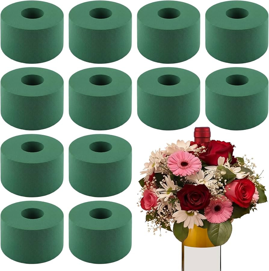 Remerry 12 Pcs Mini Floral Foam Holder for Wine Bottle Full Ring Green Floral Foam Bouquet Holder... | Amazon (US)
