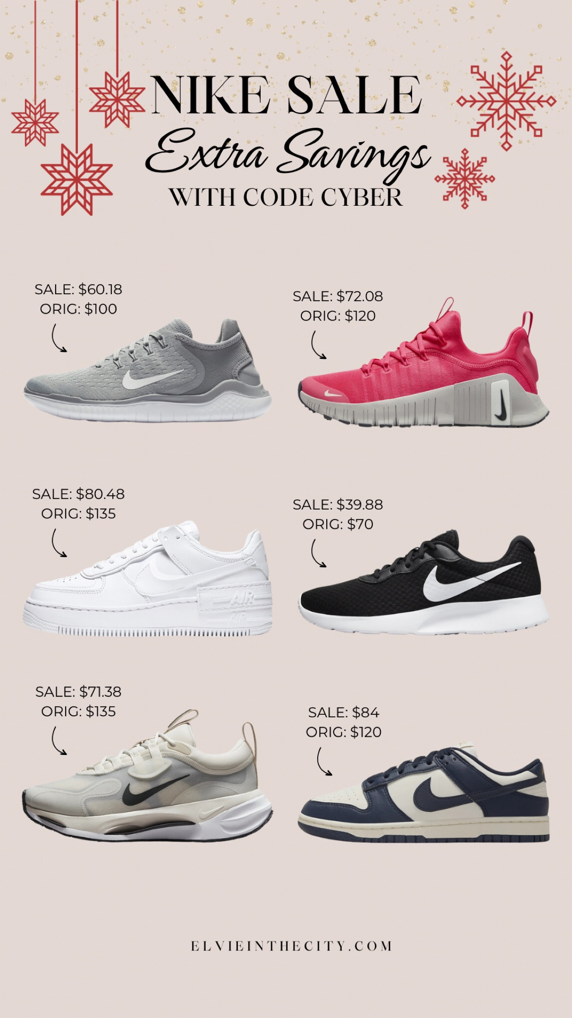 Nike has a great selection of shoes on sale, and you get an additional 30% off with code CYBER. Styles include running shoes, Air Force 1, and Dunks.

Cyber Monday, gifts for him, gifts for her, fashion over 40, midlife fashion, affordable fashion, fashion over 50, gift ideas

#LTKSaleAlert #LTKCyberWeek #LTKFindsUnder100
