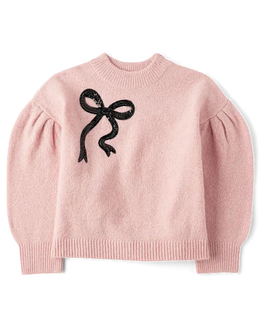 Girls Sequin Bow Sweater - pink | The Children's Place