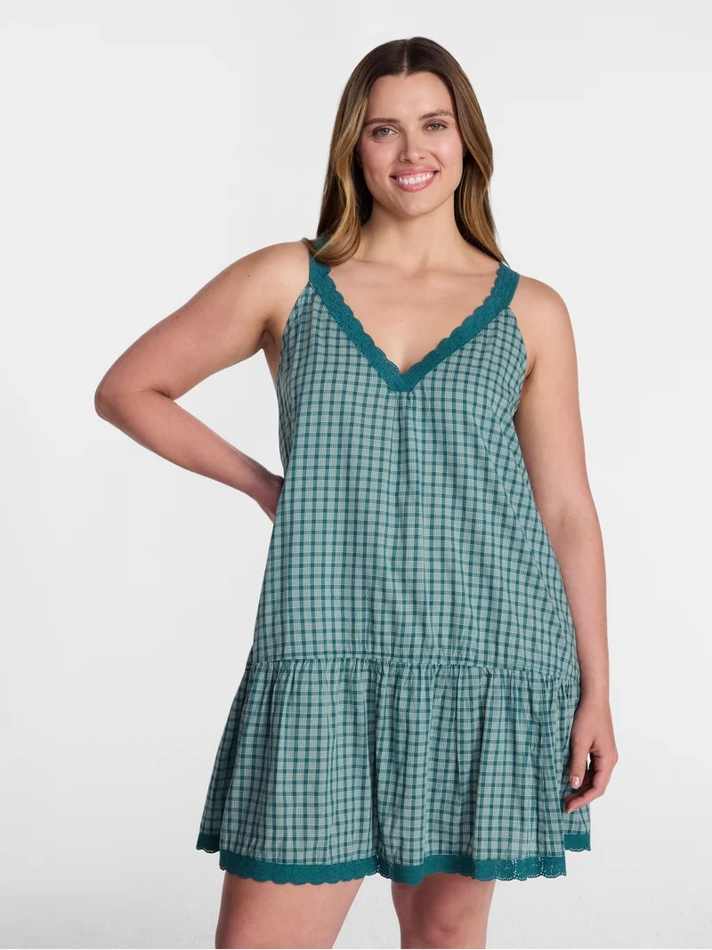 Joyspun Women\u2019s V Neck Woven Sleep Chemise, Sizes XS-3X | Walmart (US)