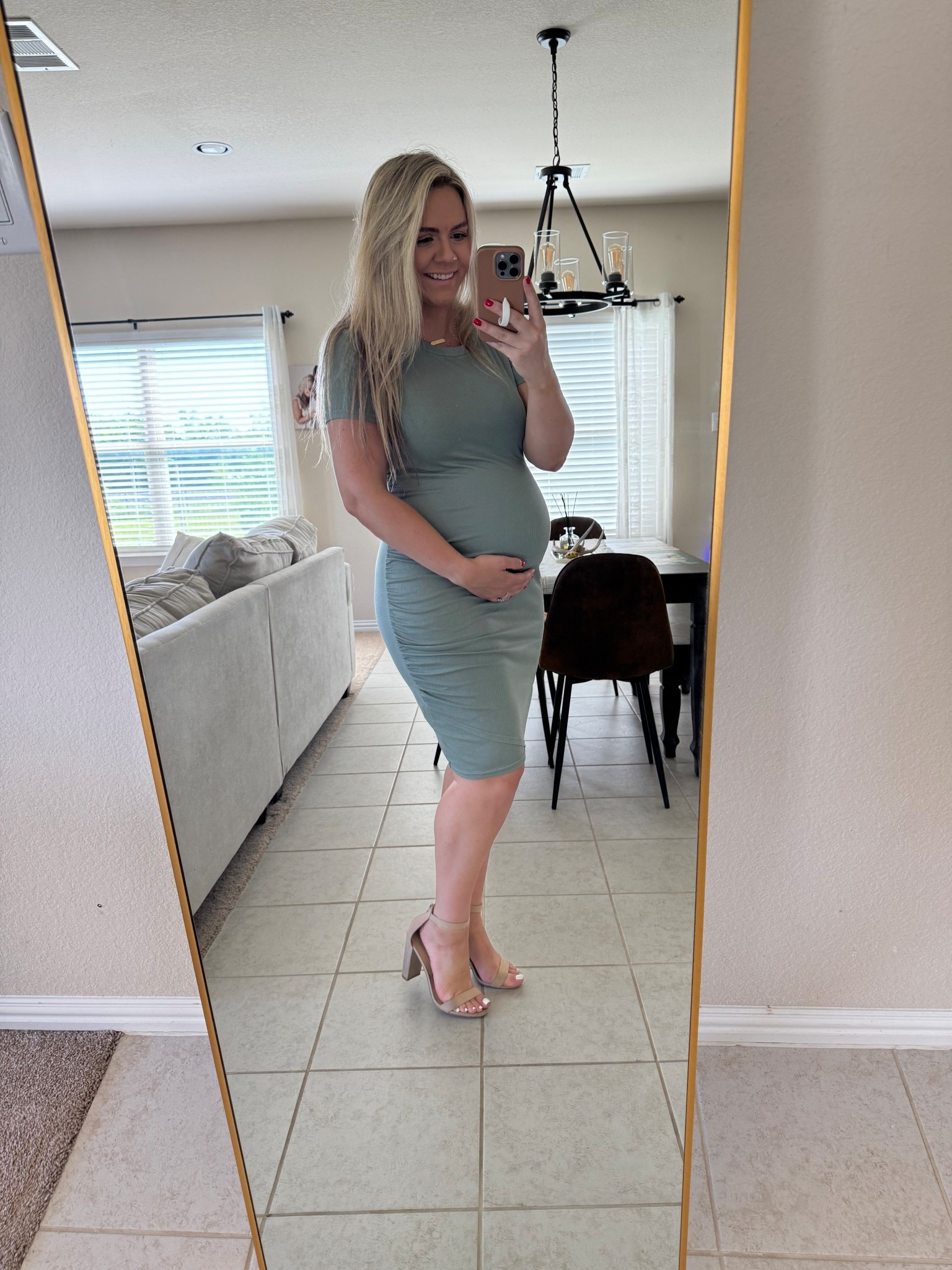This dress is perfect for summer 🫶🏼 I love the fit & ruching on the side #bumpstyle #maternity #summerbumpstyle 

#LTKSeasonal #LTKBump