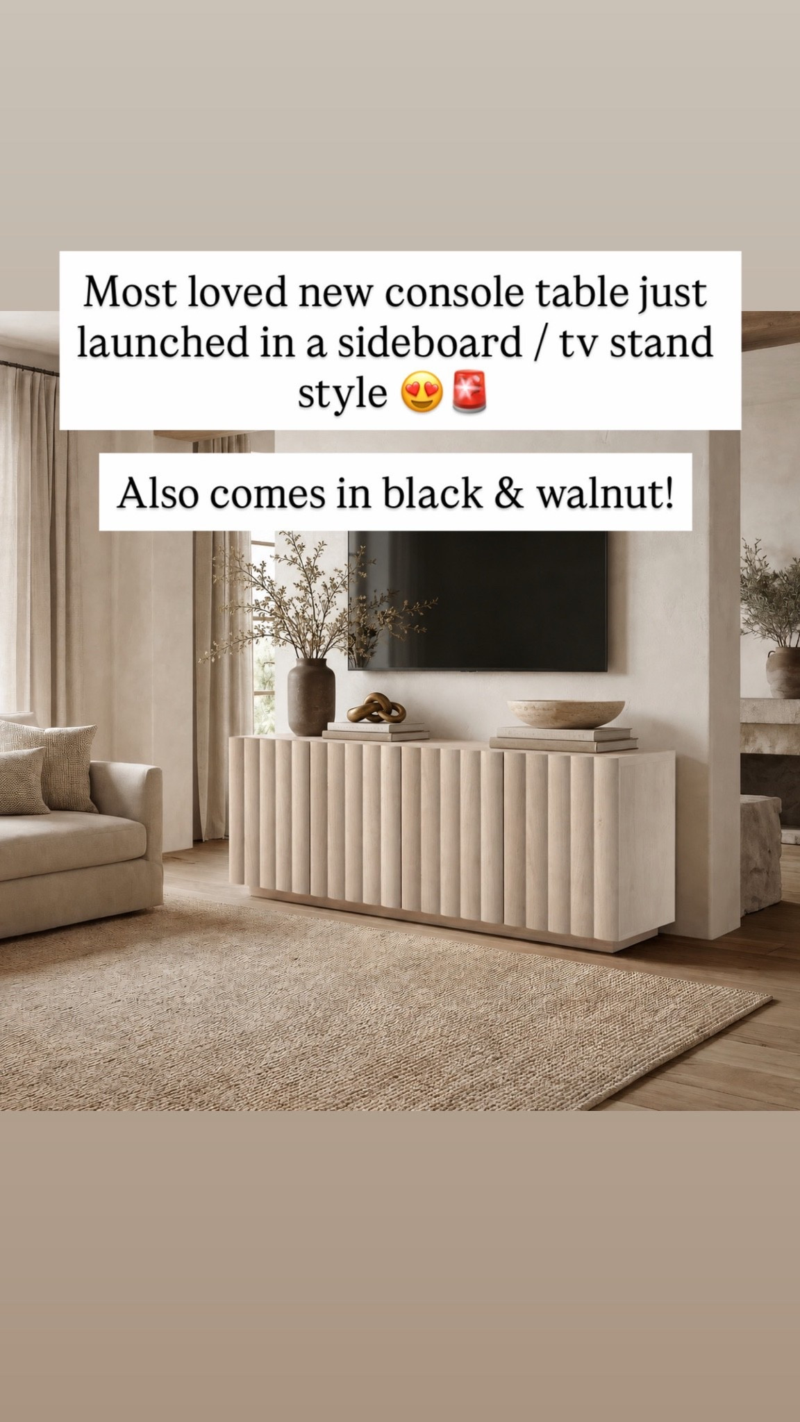 Most loved new console table just launched in a sideboard / tv stand style 😍🚨 

Also comes in black & walnut!